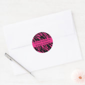 Zwart en Roze Zebra Stripe Sticker (Envelop)