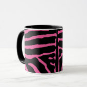 Zwart en roze zebraprint mok (Voorkant links)