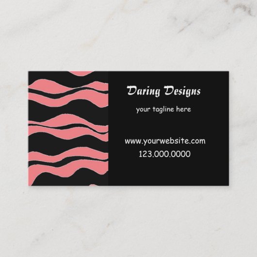 Zwart en roze zebraprint visitekaartje (Voorkant)