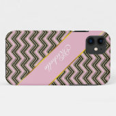 Zwart en roze zigzagpatroon Case-Mate iPhone case (Achterkant (horizontaal))