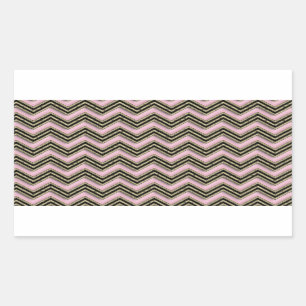 Zwart en roze zigzagpatroon rechthoekige sticker