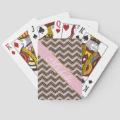 Zwart en roze zigzagpatroon speelkaarten (Achterkant)