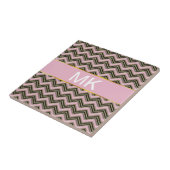 Zwart en roze zigzagpatroon tegeltje (Zijkant)