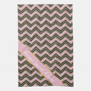 Zwart en roze zigzagpatroon theedoek