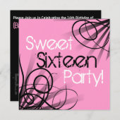 Zwart en roze zwijn 16 zondag personaliseren kaart (Voorkant / Achterkant)