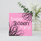 Zwart en roze zwijn 16 zondag personaliseren kaart (Staand voorkant)