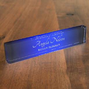 Zwart en saffierblauw ombre naambordje