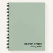 Zwart en Sage Groen Eenvoudig Interieurontwerp Log Notitieboek (Voorkant)