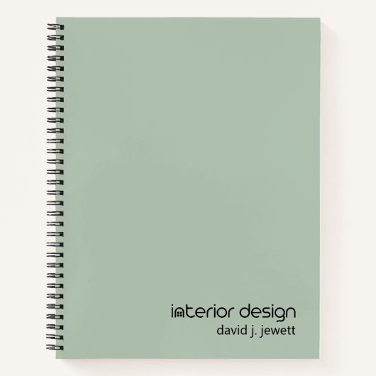 Zwart en Sage Groen Eenvoudig Interieurontwerp Log Notitieboek (Voorkant)