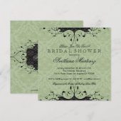 Zwart en Sage-groen elegant Vrijgezellenfeest uitn Kaart (Voorkant / Achterkant)