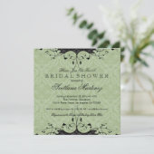 Zwart en Sage-groen elegant Vrijgezellenfeest uitn Kaart (Staand voorkant)