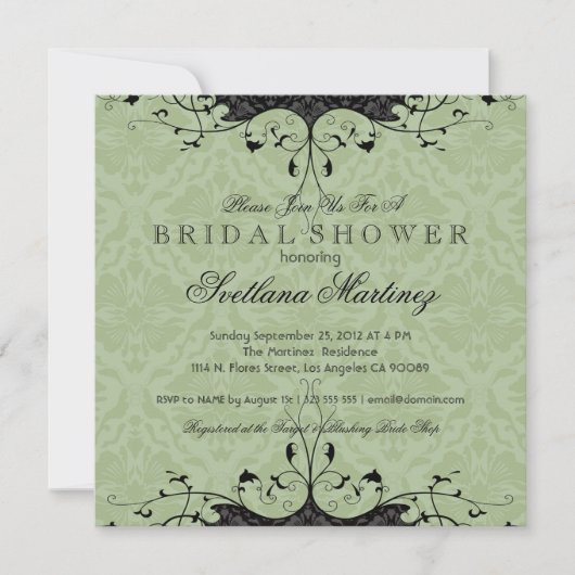 Zwart en Sage-groen elegant Vrijgezellenfeest uitn Kaart (Voorkant)