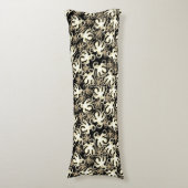 Zwart en sepia Herhalend Motief | Octopuspatroon Lichaamskussen (Voorkant Verticaal)