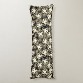 Zwart en sepia Herhalend Motief | Octopuspatroon Lichaamskussen (Achterkant (Verticaal))