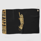 Zwart en Shimmery Gold-gepersonaliseerde Golfhandd Golfhanddoek (Horizontaal)