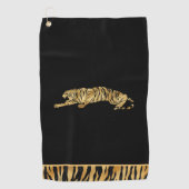 Zwart en Shimmery Gold-gepersonaliseerde Golfhandd Golfhanddoek (Voorkant)