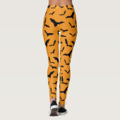 Zwart en Sinaasappel Bats Halloween Kostuum Leggings (Achterkant)