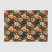 Zwart en Sinaasappel Bloemen Tissuepapier (Voorkant)