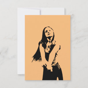 Zwart en Sinaasappel Dancing Meisje Silhouette Kaart