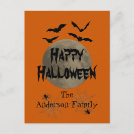 Zwart en Sinaasappel eng Spooky Happy Halloween Briefkaart