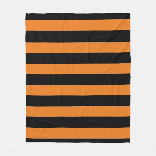 Zwart en Sinaasappel Gestreepte Herfst Geïnspireer Fleece Deken (Voorkant)