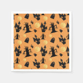 Zwart en Sinaasappel Haunted House Halloween Party Servet (Voorkant)