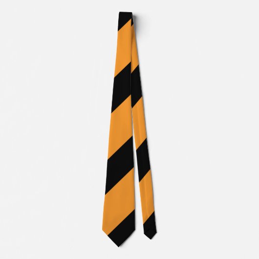 Zwart en Sinaasappel II brede regimentsstreep Stropdas (Voorkant)