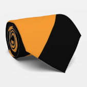 Zwart en Sinaasappel II brede regimentsstreep Stropdas (Opgerold)