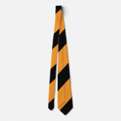Zwart en Sinaasappel II brede regimentsstreep Stropdas (Achterkant)