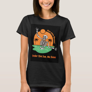Zwart en Sinaasappel Illustratie Zomerschedel T-Sh T-shirt