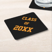 Zwart en Sinaasappel klasse kleuren Afstuderen Kartonnen Onderzetters (Schuin)