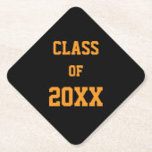 Zwart en Sinaasappel klasse kleuren Afstuderen Kartonnen Onderzetters (Voorkant)