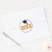 Zwart en Sinaasappel Klasse van 2024 Afstuderen Ronde Sticker (Envelop)