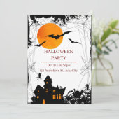 Zwart en Sinaasappel Modern Halloween Party Kaart (Staand voorkant)