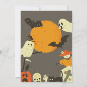 Zwart en Sinaasappel Modern Halloween Party Kaart (Achterkant)