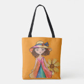 Zwart en Sinaasappel - Original Whimsy Girl Tote Bag (Achterkant)