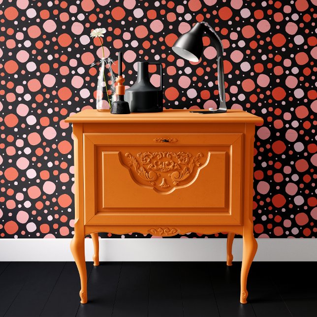 Zwart en Sinaasappel Polka Dot Halloween Behang (Creator heeft geüpload)