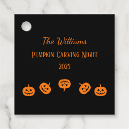 Zwart en Sinaasappel Pompoen Carving Night Dank u Bedankjes Labels