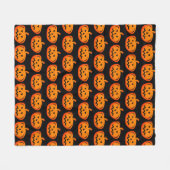 Zwart en sinaasappel pompoen Halloween fleece deke (Voorkant (Horizontaal))