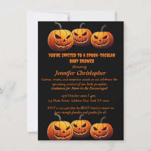 Zwart en Sinaasappel Spooktacular Pumpkin Hallowee Kaart