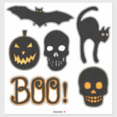 Zwart en Sinaasappel Spooky Leuke Halloween Felt L Sticker (Vel)