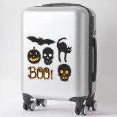 Zwart en Sinaasappel Spooky Leuke Halloween Felt L Sticker (Koffer)
