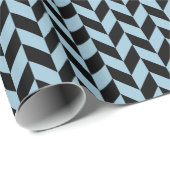 Zwart en Sky Blue visgraat inpakpapier (Rol Hoek)