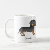 Zwart en smaakvol tapijt Dachshund Dog & Name Koffiemok (Links)