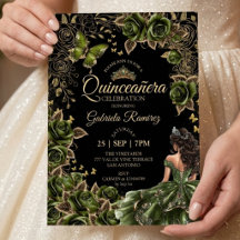 Zwart en smaragdgroen Quinceañera gouden tiara 