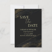 Zwart en Sparkly Gold Sla de datum op Save The Date (Voorkant)