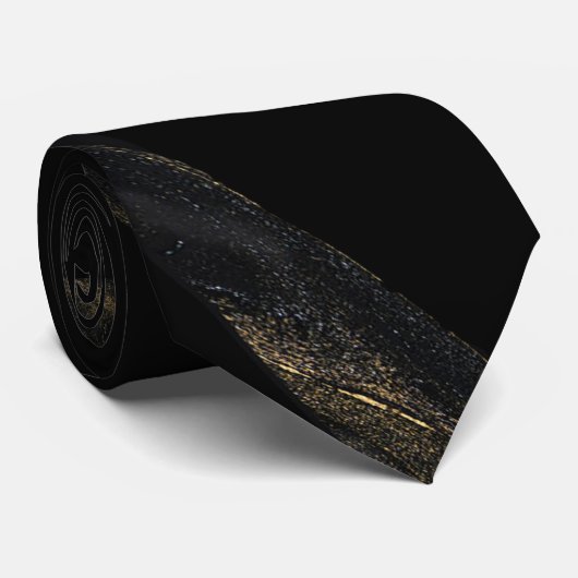 Zwart en Sparkly Gold Stropdas (Opgerold)