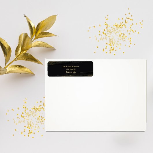 Zwart en Sparkly Goud Retouradreslabel Etiket