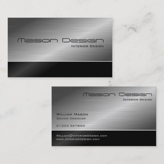 Zwart en staal Modern Design Visitekaartje (Voorkant / Achterkant)