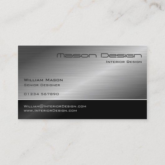 Zwart en staal Modern Design Visitekaartje (Achterkant)